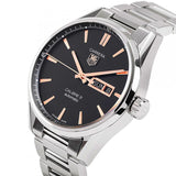 Tag Heuer Carrera Calibre 5 Automatic Black Dial Silver Steel Strap Watch for Men - WAR201C.BA0723