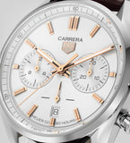 Tag Heuer Carrera Chronograph White Dial Brown Leather Strap Watch for Men - CBN2013.FC6483