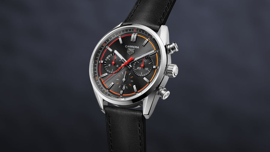 Tag Heuer Carrera Chronograph Black Dial Black Leather Strap Watch for Men - CBN201C.FC6542
