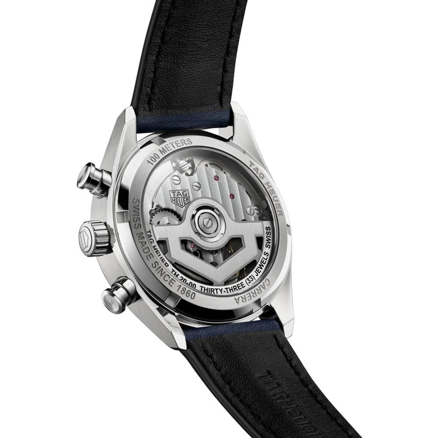 Tag Heuer Carrera Chronograph Black Dial Black Leather Strap Watch for Men - CBN201C.FC6542
