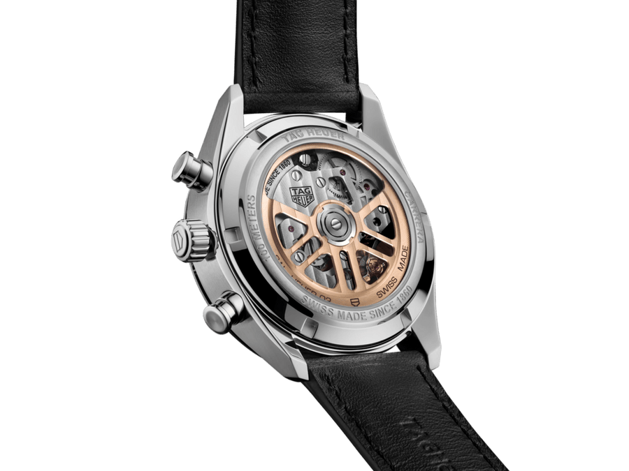 Tag Heuer Carrera Chronograph Black Dial Black Leather Strap Watch for Men - CBN201C.FC6542