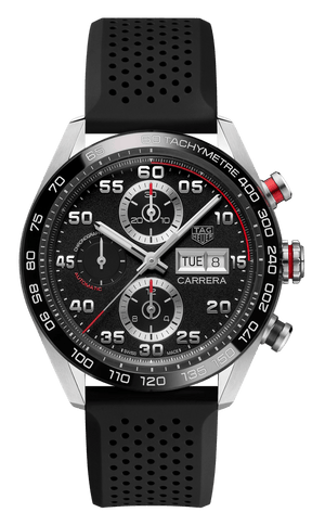 Tag Heuer Carrera Chronograph Black Dial Black Rubber Strap Watch for Men - CBN2A1AA.FT6228