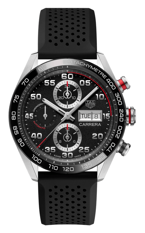 Tag Heuer Carrera Chronograph Black Dial Black Rubber Strap Watch for Men - CBN2A1AA.FT6228