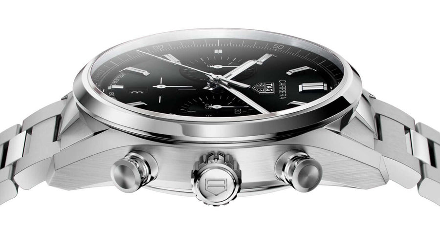 Tag Heuer Carrera Chronograph Black Dial Silver Steel Strap Watch for Men - CBN2010.BA0642