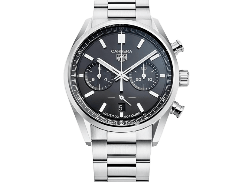 Tag Heuer Carrera Chronograph Black Dial Silver Steel Strap Watch for Men - CBN2010.BA0642
