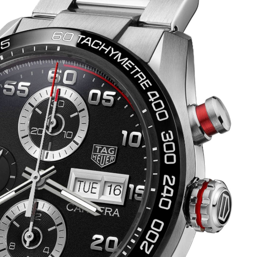 Tag Heuer Carrera Chronograph Black Dial Silver Steel Strap Watch for Men - CBN2A1AA.BA0643