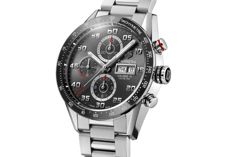 Tag Heuer Carrera Chronograph Black Dial Silver Steel Strap Watch for Men - CBN2A1AA.BA0643