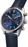 Tag Heuer Carrera Chronograph Blue Dial Blue Leather Strap Watch for Men - CBN201D.FC6543
