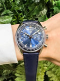 Tag Heuer Carrera Chronograph Blue Dial Blue Leather Strap Watch for Men - CBS2212.FC6535