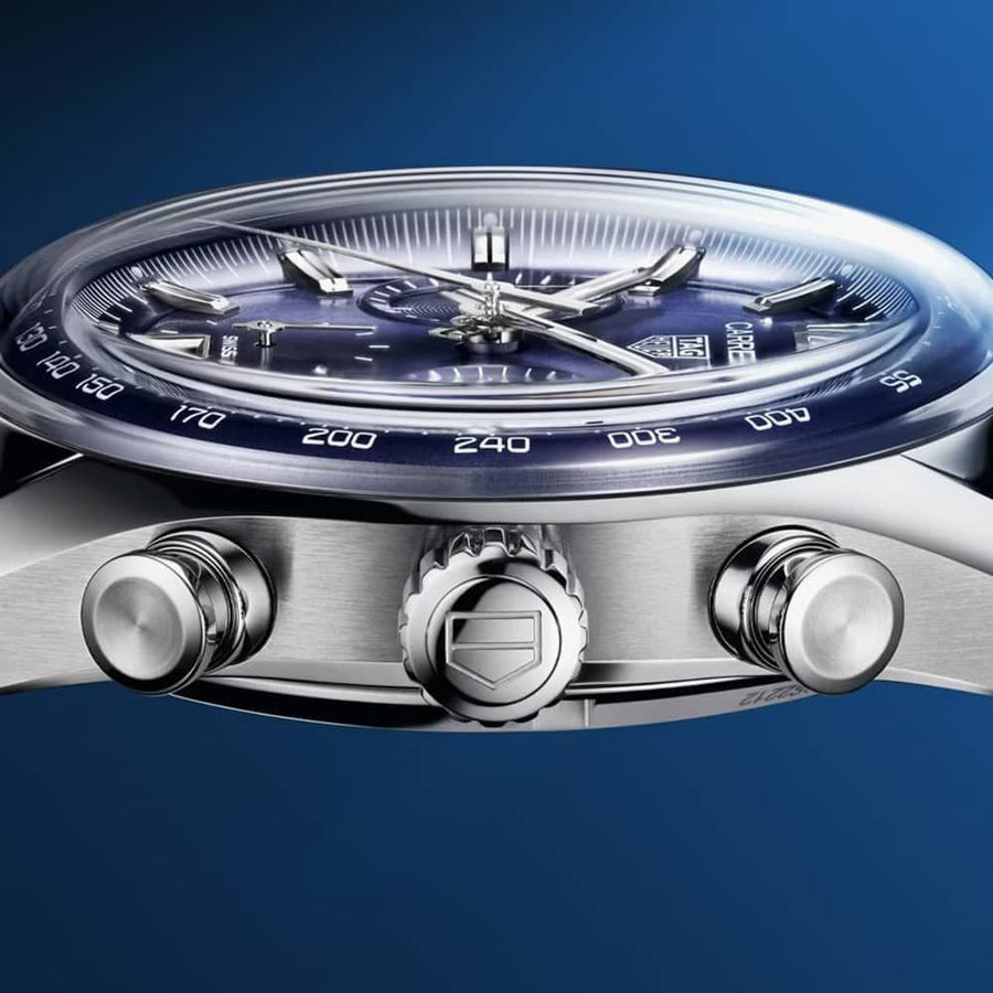 Tag Heuer Carrera Chronograph Blue Dial Blue Leather Strap Watch for Men - CBS2212.FC6535