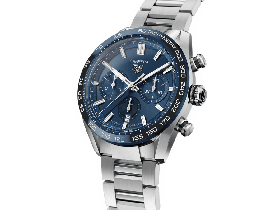 Tag Heuer Carrera Chronograph Blue Dial Silver Steel Strap Watch for Men - CBN2A1A.BA0643