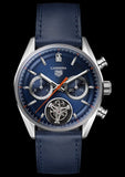 Tag Heuer Carrera Chronograph Tourbillion Blue Dial Blue Leather Strap Watch for Men - CBS5010.FC6543