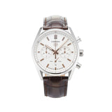 Tag Heuer Carrera Chronograph White Dial Brown Leather Strap Watch for Men - CBN2013.FC6483