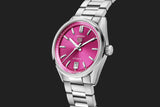 Tag Heuer Carrera Date Automatic 18K Pink Dial Silver Steel Strap Watch for Women - WBN2313.BA0001