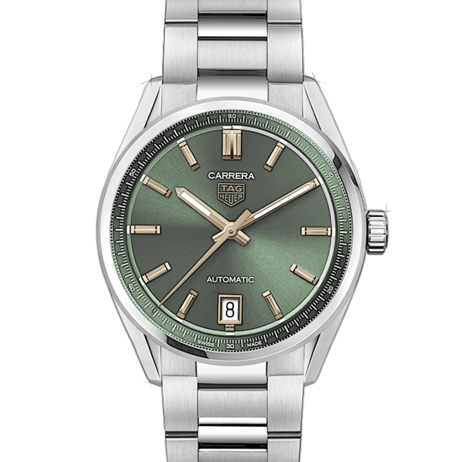 Tag Heuer Carrera Date Automatic 18K Green Dial Silver Steel Strap Watch for Women - WBN2312.BA0001