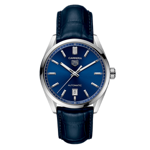 Tag Heuer Carrera Date Blue Dial Blue Leather Strap Watch for Men - WBN2112.FC6504