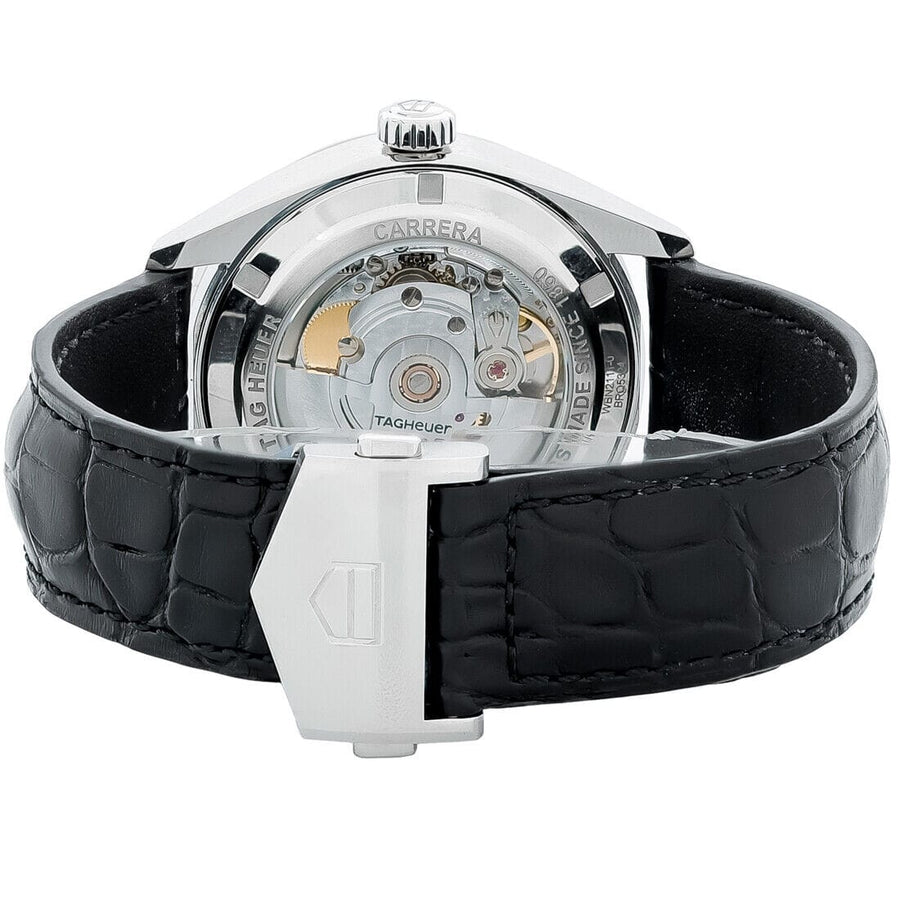 Tag Heuer Carrera Date Silver Dial Black Leather Strap Watch for Men - WBN2111.FC6505