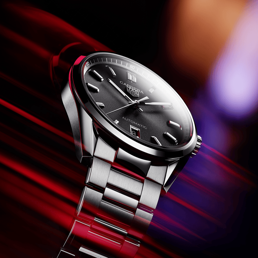Tag Heuer Carrera Day Date Automatic Black Dial Silver Steel Strap Watch for Men - WBN2010.BA0640