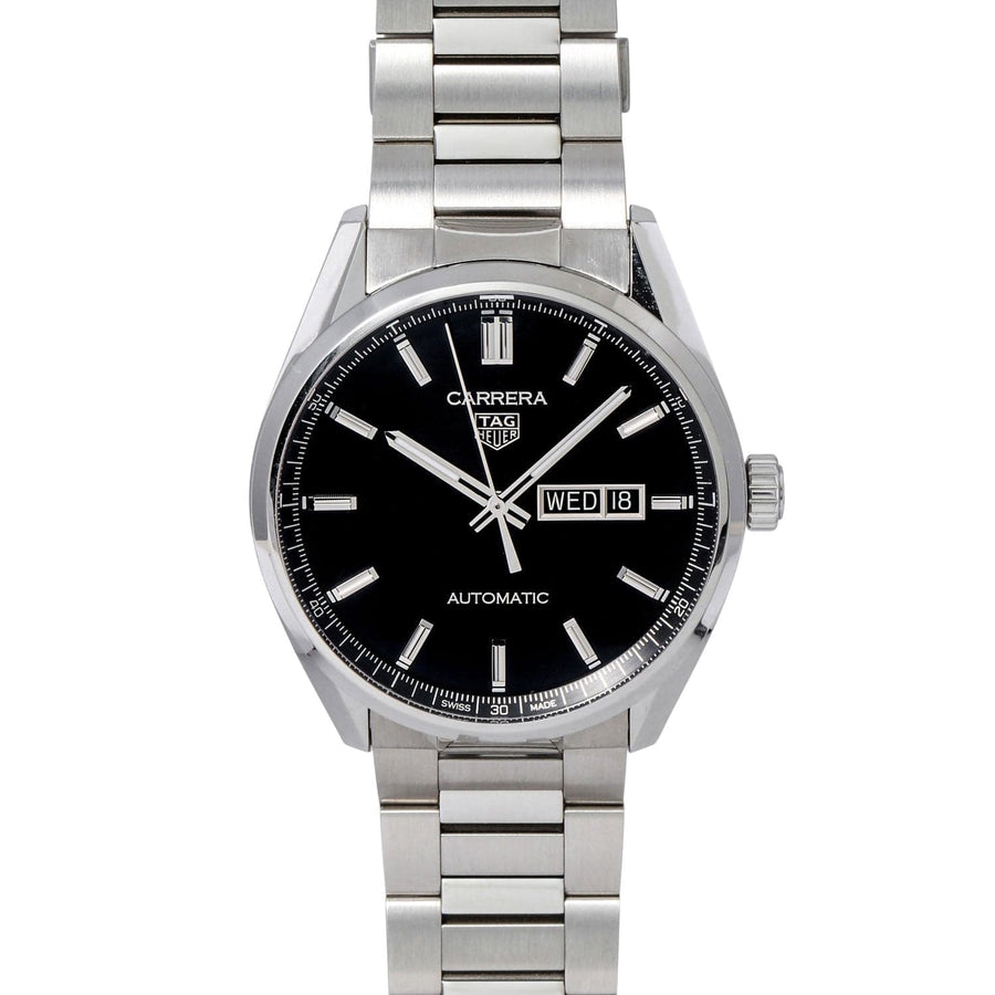 Tag Heuer Carrera Day Date Automatic Black Dial Silver Steel Strap Watch for Men - WBN2010.BA0640