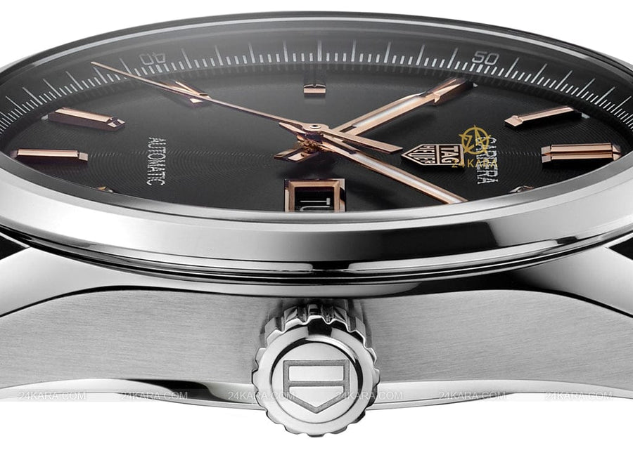 Tag Heuer Carrera Day Date Black Dial Black Leather Strap Watch for Men - WBN2013.FC6503