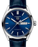 Tag Heuer Carrera Day Date Blue Dial Blue Leather Strap Watch for Men - WBN2012.FC6502