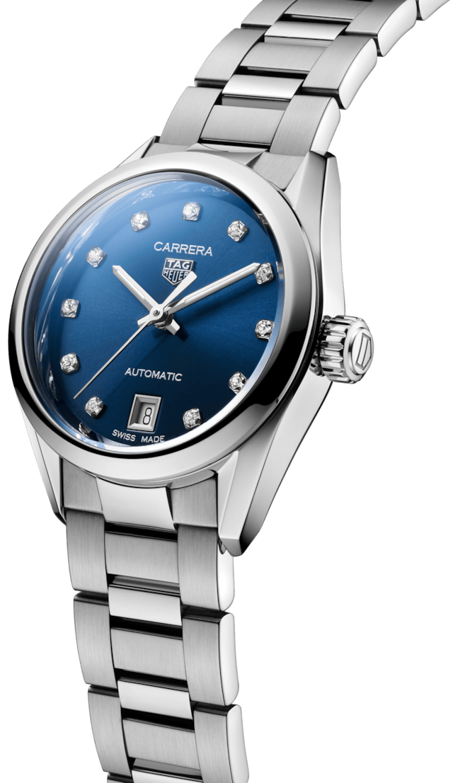 Tag Heuer Carrera Diamonds Blue Dial Silver Steel Strap Watch for Women - WBN2413.BA0621