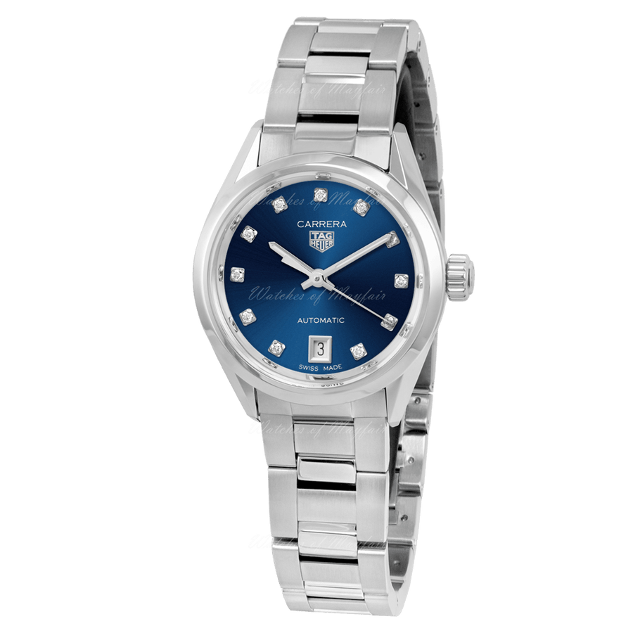Tag Heuer Carrera Diamonds Blue Dial Silver Steel Strap Watch for Women - WBN2413.BA0621