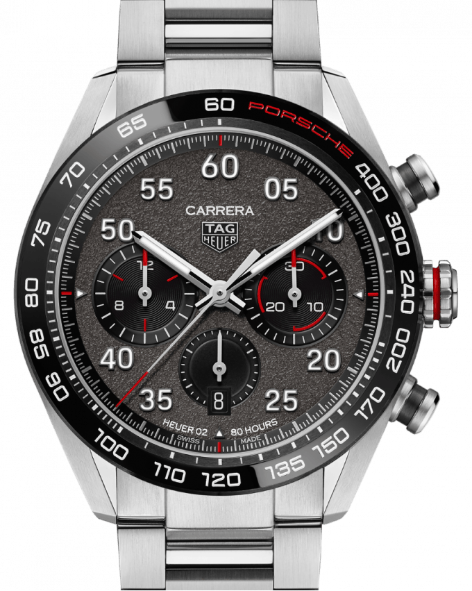 Tag Heuer Carrera Porsche Chronograph Grey Dial Silver Steel Strap Watch for Men - CBN2A1F.BA0643