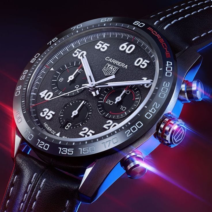 Tag Heuer Carrera Porsche Chronograph Special Edition Black Dial Black Leather Strap Watch for Men - CBN2A1F.FC6492