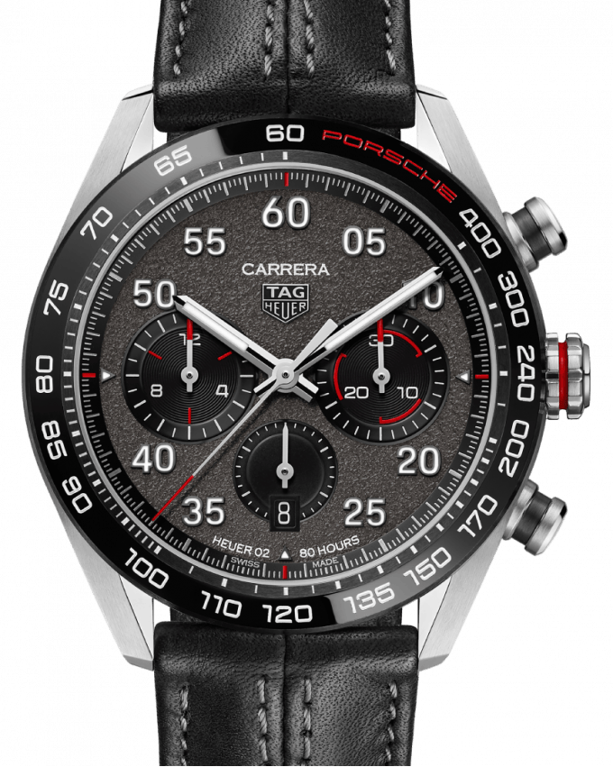 Tag Heuer Carrera Porsche Chronograph Special Edition Black Dial Black Leather Strap Watch for Men - CBN2A1F.FC6492