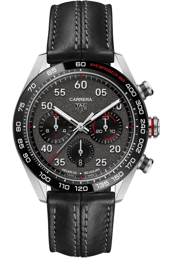 Tag Heuer Carrera Porsche Chronograph Special Edition Black Dial Black Leather Strap Watch for Men - CBN2A1F.FC6492