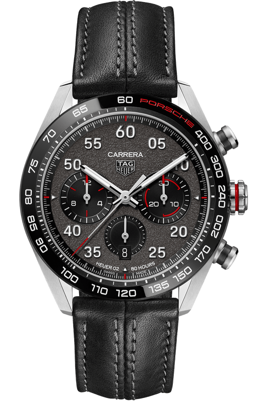 Tag Heuer Carrera Porsche Chronograph Special Edition Black Dial Black Leather Strap Watch for Men - CBN2A1F.FC6492