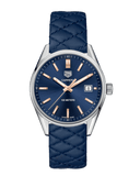 Tag Heuer Carrera Quartz Blue Dial Blue Calfskin Leather Strap Watch for Women - WAR1112.FC6391