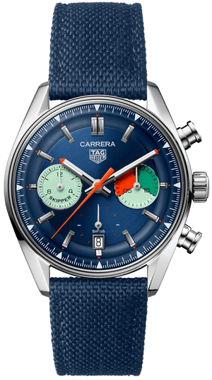 Tag Heuer Carrera Skipper Automatic Chronograph Blue Dial Blue Nylon Strap Watch for Men - CBS2213.FN6002