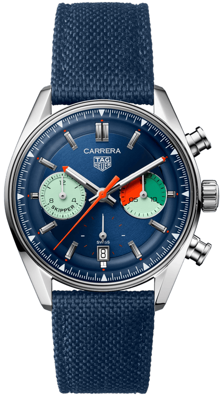 Tag Heuer Carrera Skipper Automatic Chronograph Blue Dial Blue Nylon Strap Watch for Men - CBS2213.FN6002