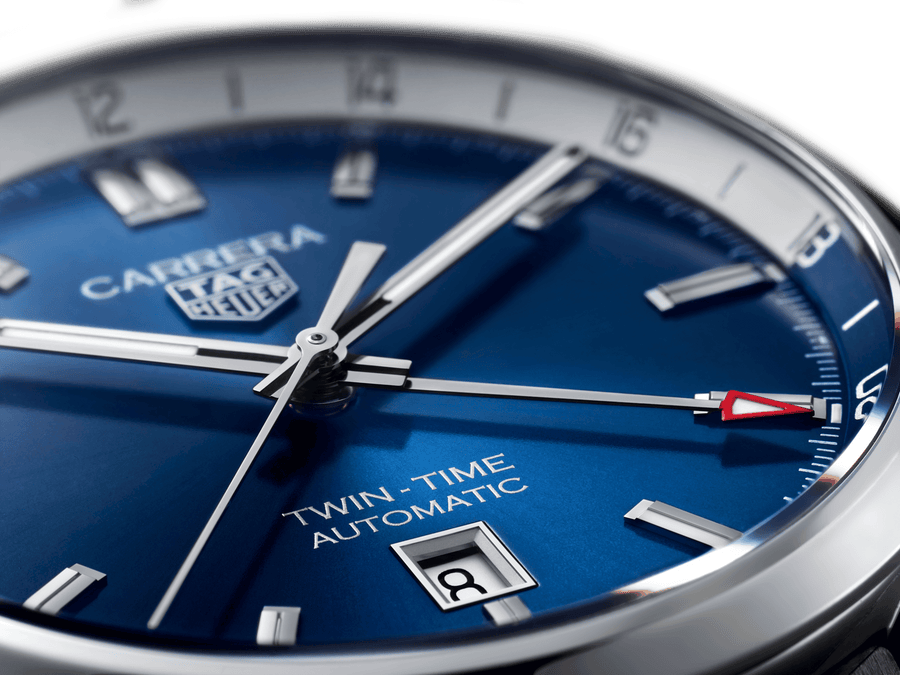 Tag Heuer Carrera Twin Time Blue Dial Silver Steel Strap Watch for Men - WBN201A.BA0640