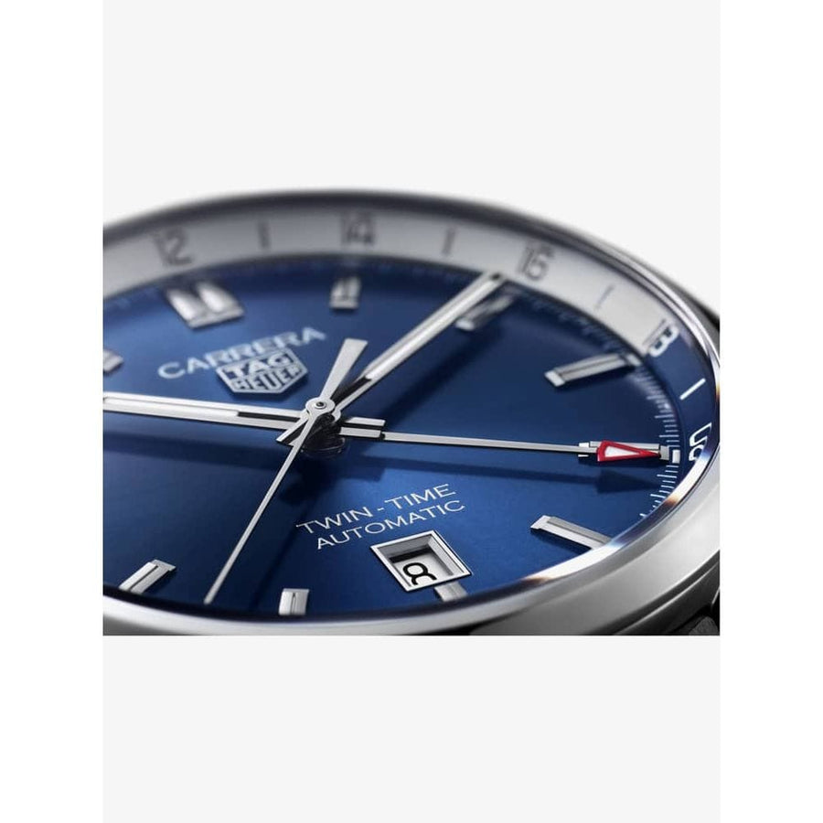 Tag Heuer Carrera Twin Time Blue Dial Silver Steel Strap Watch for Men - WBN201A.BA0640