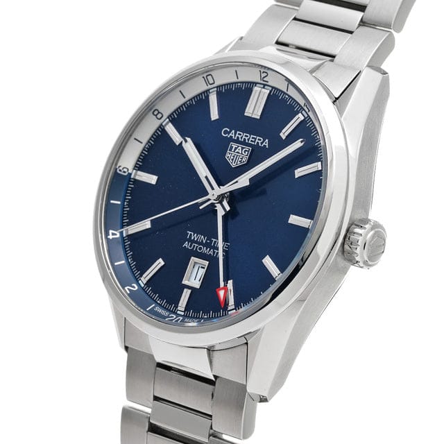 Tag Heuer Carrera Twin Time Blue Dial Silver Steel Strap Watch for Men - WBN201A.BA0640