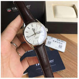 Tag Heuer Carrera Calibre 5 Automatic 41mm White Dial Brown Leather Strap Watch for Men - WAR201B.FC6291