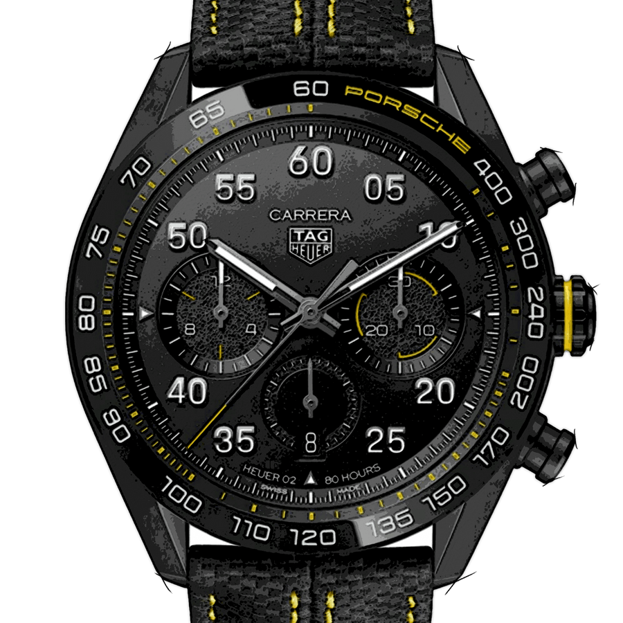 Tag Heuer Carrera x Porsche Automatic Chronograph Black Dial Black Nylon Strap Watch for Men - CBN2A1H.FC6512