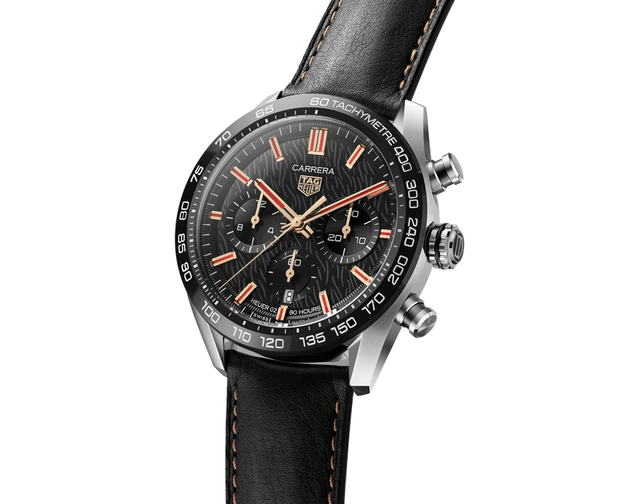 Tag Heuer Carrera Year of The Rabbit Automatic Chronograph Black Dial Black Leather Strap Watch for Men - CBN2A1L.FC6521