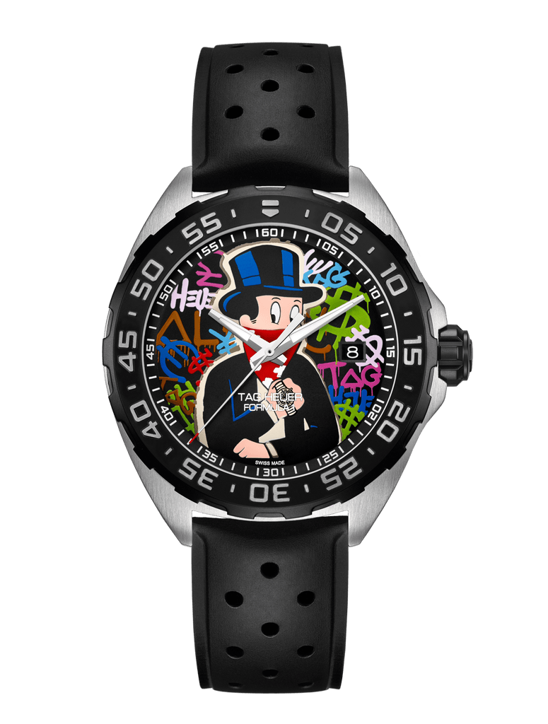 Tag Heuer Formula 1 Alec Monopoly Special Edition Black Rubber Strap Watch for Men - WAZ1117.FT8023
