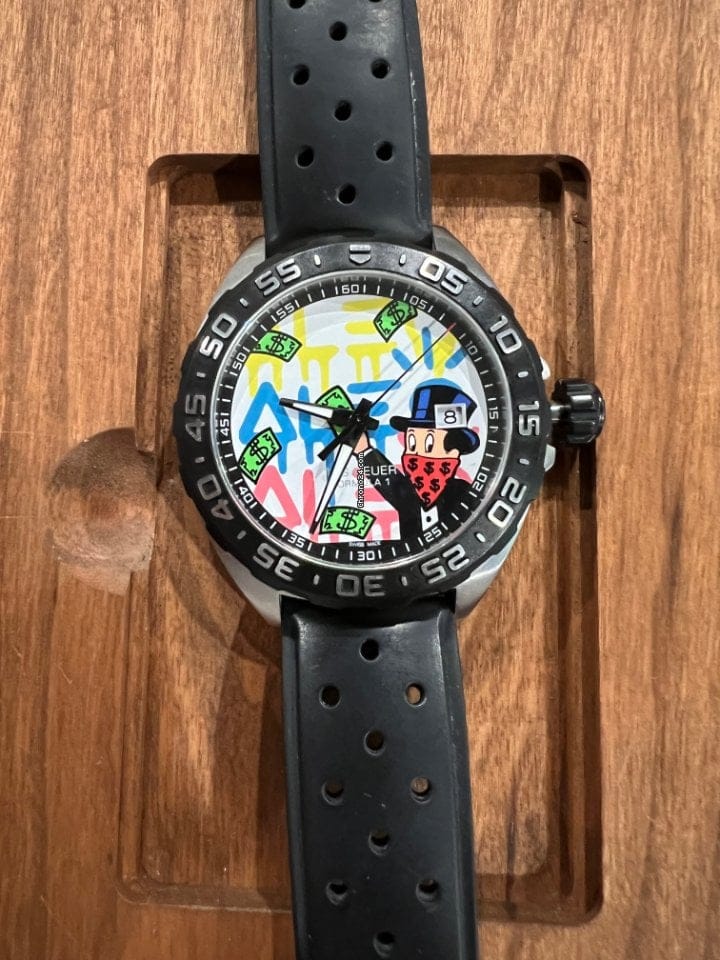 Tag Heuer Formula 1 Alec Monopoly Special Edition Black Rubber Strap Watch for Men - WAZ1119.FT8023