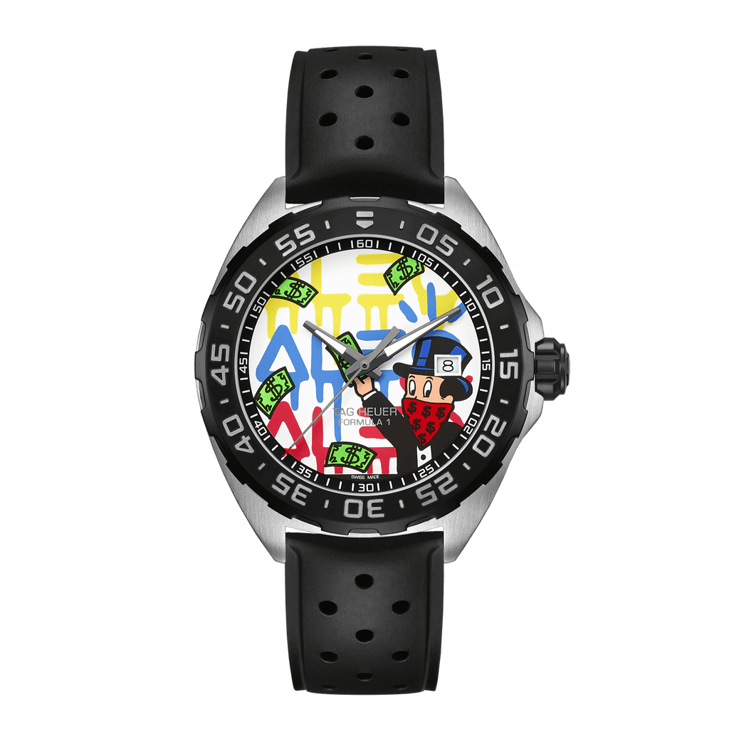 Tag Heuer Formula 1 Alec Monopoly Special Edition Black Rubber Strap Watch for Men - WAZ1119.FT8023