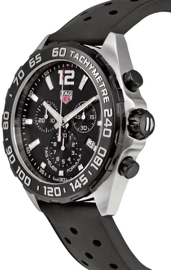 Tag Heuer Formula 1 Black Dial Black Leather Strap Watch for Men - CAZ1010.FT8024