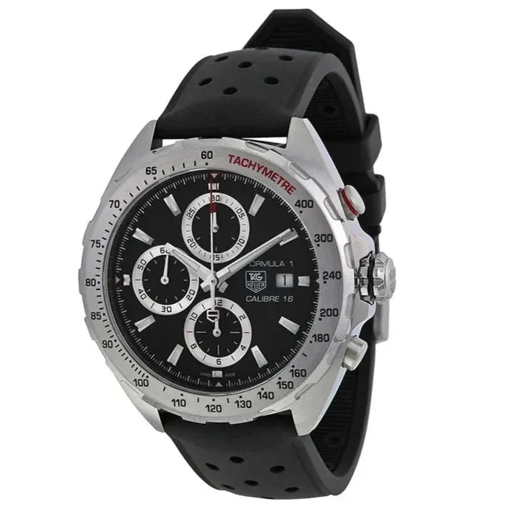 Tag Heuer Formula 1 Calibre 16 Black Dial Black Leather Strap Watch for Men - CAZ2010.FT8024
