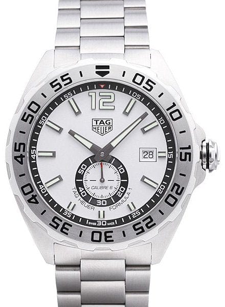Tag Heuer Formula 1  Calibre 6 Automatic White Dial Silver Steel Strap Watch for Men - WAZ2013.BA0842