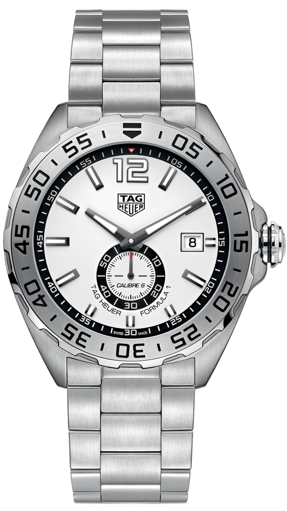 Tag Heuer Formula 1  Calibre 6 Automatic White Dial Silver Steel Strap Watch for Men - WAZ2013.BA0842