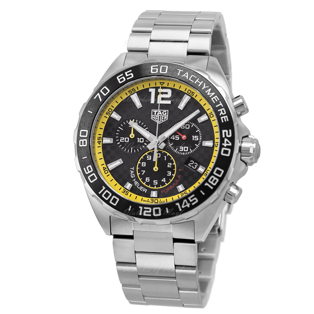 Tag Heuer Formula 1 Chronograph Black Dial Silver Steel Strap Watch for Men- CAZ101AC.BA0842