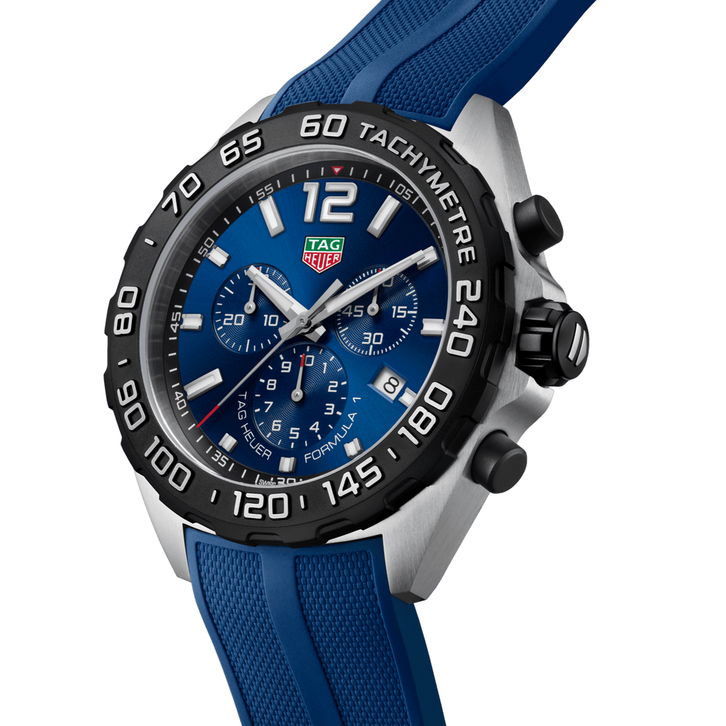 Tag Heuer Formula 1 Chronograph Blue Dial Blue Rubber Strap Watch for Men - CAZ101AV.FT8077